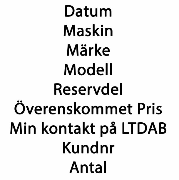Beställning av begagnad reservdel: