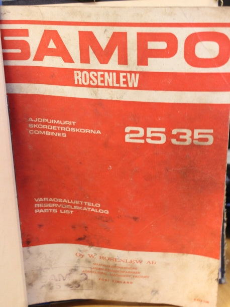BEG. Reservdelsbok Sampo 25, 35